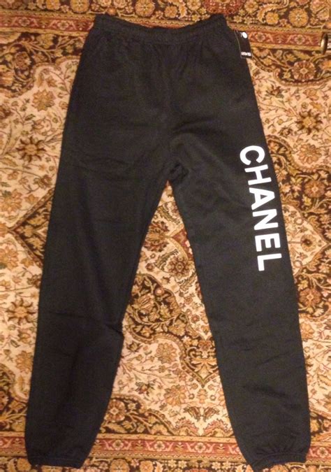 chanel sweatpants black|Chanel pantsuit.